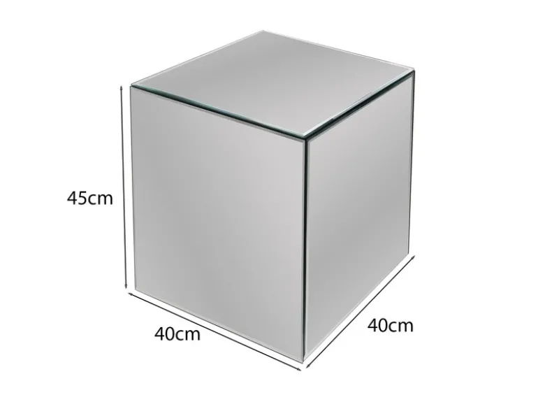 Kleiner Beistelltisch mit Spiegelglas im 2er Set, Höhe 45cm