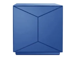 Kleiner Würfel Beistelltisch 2er Set mit Spiegelglas Blau, Höhe 40cm