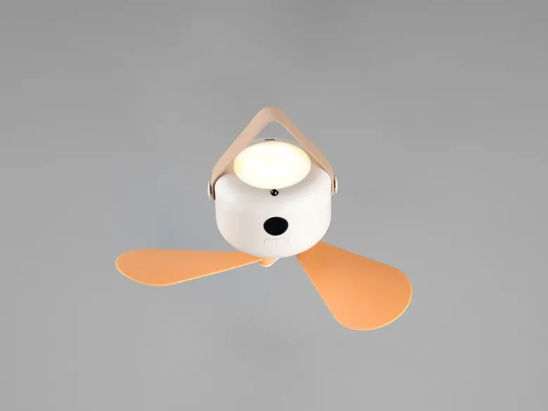 Kleiner Akku Deckenventilator mit Licht und Fernbedienung, USB aufladbar Ø 27cm