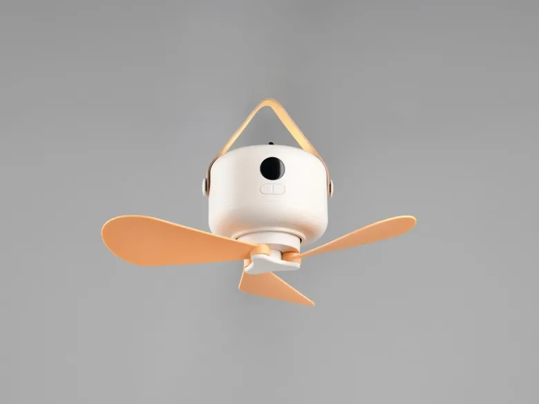 Kleiner Akku Deckenventilator mit Licht und Fernbedienung, USB aufladbar Ø 27cm