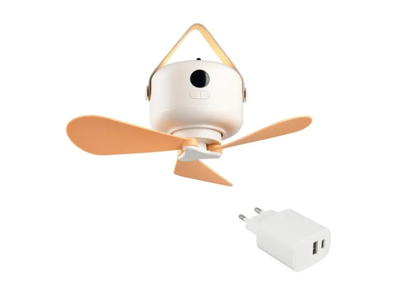 Kleiner Akku Deckenventilator mit Licht und Fernbedienung, USB aufladbar Ø 27cm