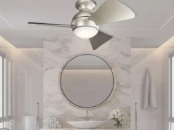Kleiner Deckenventilator Silber, mit Licht - Feuchtraumgeeignet, Ø 86cm