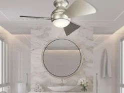 Kleiner Deckenventilator SOLA Silber, mit Licht - Feuchtraumgeeignet, Ø 86cm