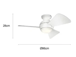 Kleiner Deckenventilator Weiß, mit Licht - Feuchtraumgeeignet, Ø 86cm