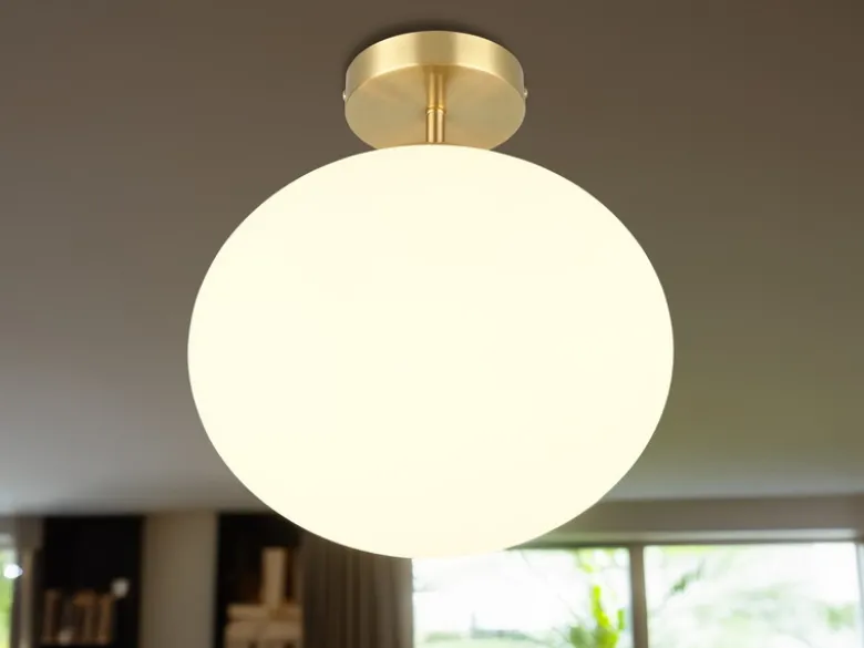 Kleine Retro Deckenleuchte FOMENTO Messing mit Glaskugel, Ø 30cm