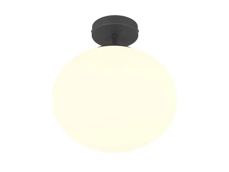 Kleine Retro Deckenleuchte FOMENTO Schwarz mit Glaskugel, Ø 30cm