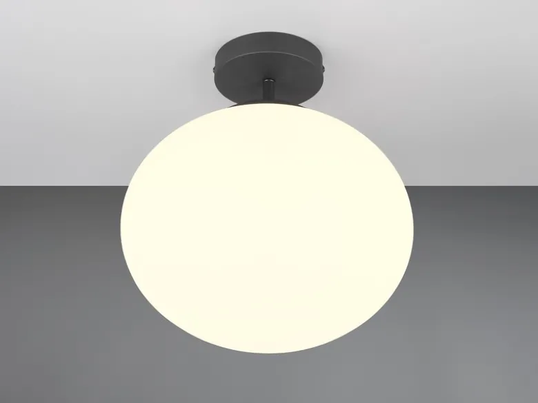 Kleine Retro Deckenleuchte FOMENTO Schwarz mit Glaskugel, Ø 30cm