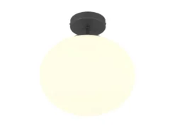 Kleine Retro LED Deckenleuchte Schwarz mit Glaskugel, Ø 30cm