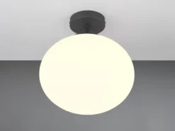 Kleine Retro LED Deckenleuchte Schwarz mit Glaskugel, Ø 30cm