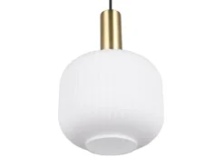 Kleine Retro LED Pendelleuchte 1-flammig mit Glasschirm in Weiß, Ø 20cm