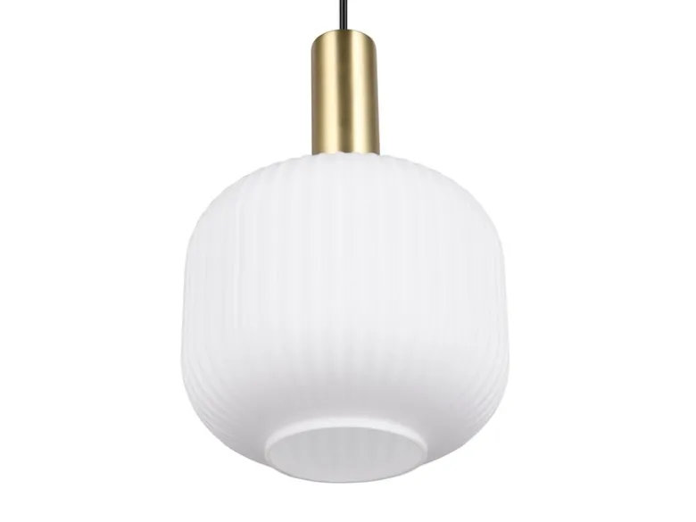 Kleine Retro LED Pendelleuchte 1-flammig mit Glasschirm in Weiß, Ø 20cm