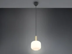 Kleine Retro LED Pendelleuchte 1-flammig mit Glasschirm in Weiß, Ø 20cm