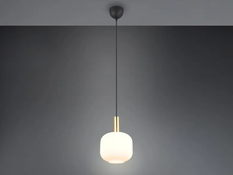 Kleine Retro LED Pendelleuchte 1-flammig mit Glasschirm in Weiß, Ø 20cm