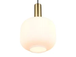 Kleine Retro LED Pendelleuchte 1-flammig mit Glasschirm in Weiß, Ø 20cm