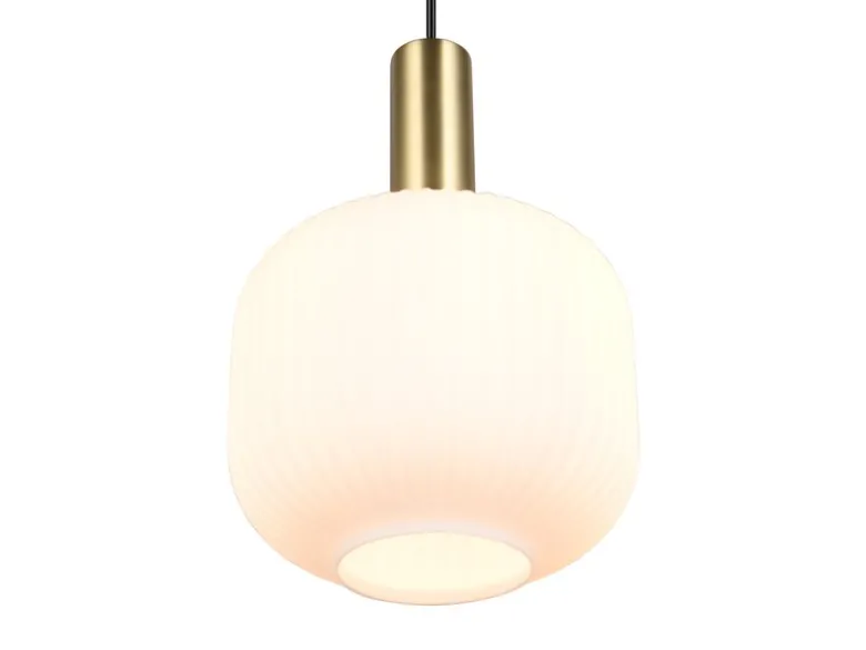 Kleine Retro LED Pendelleuchte 1-flammig mit Glasschirm in Weiß, Ø 20cm