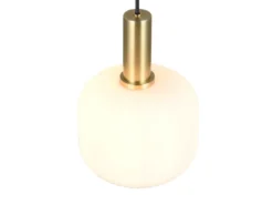 Kleine Retro LED Pendelleuchte 1-flammig mit Glasschirm in Weiß, Ø 20cm
