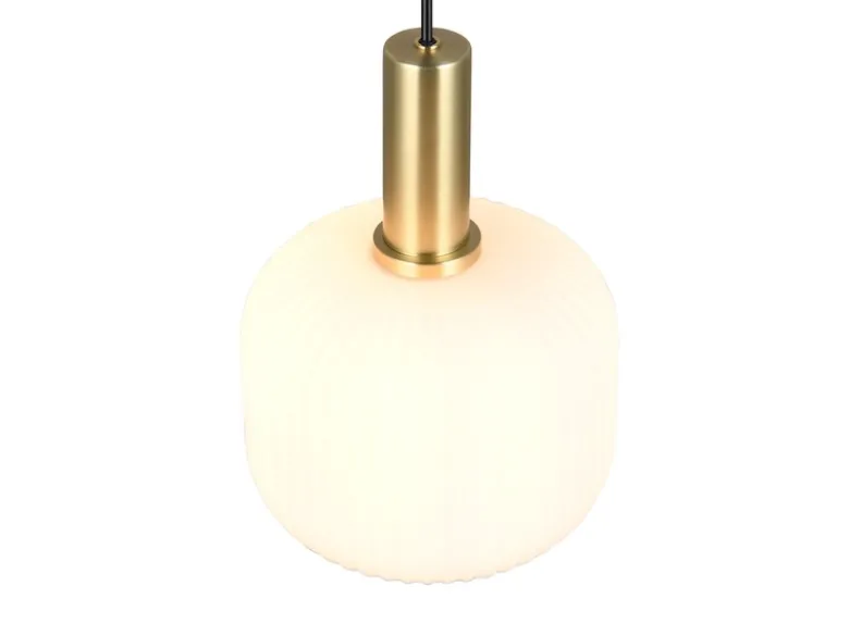 Kleine Retro LED Pendelleuchte 1-flammig mit Glasschirm in Weiß, Ø 20cm