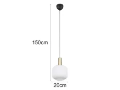 Kleine Retro Pendelleuchte DIVA 1-flammig mit Glasschirm in Weiß, Ø 20cm