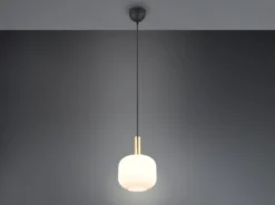 Kleine Retro Pendelleuchte DIVA 1-flammig mit Glasschirm in Weiß, Ø 20cm