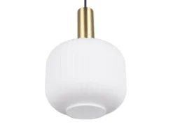 Kleine Retro Pendelleuchte DIVA 1-flammig mit Glasschirm in Weiß, Ø 20cm