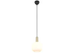 Kleine Retro Pendelleuchte DIVA 1-flammig mit Glasschirm in Weiß, Ø 20cm