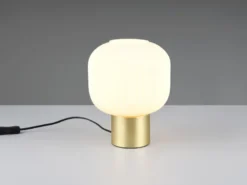 Kleine Retro Tischleuchte DIVA mit Glasschirm in Weiß, Höhe 26cm