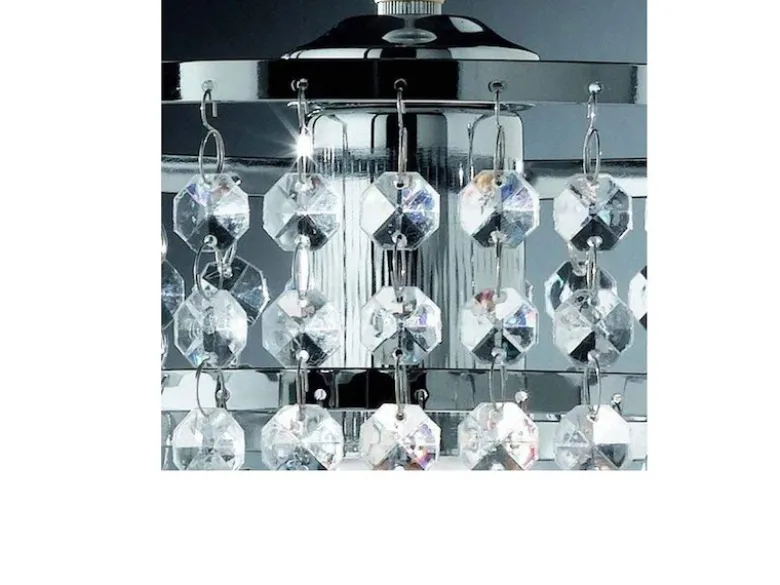 Kleiner LED Kronleuchter Chrom mit Kristall Behang aus Acryl, Ø 25cm