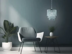 Kleiner LED Kronleuchter Chrom mit Kristall Behang aus Acryl, Ø 25cm