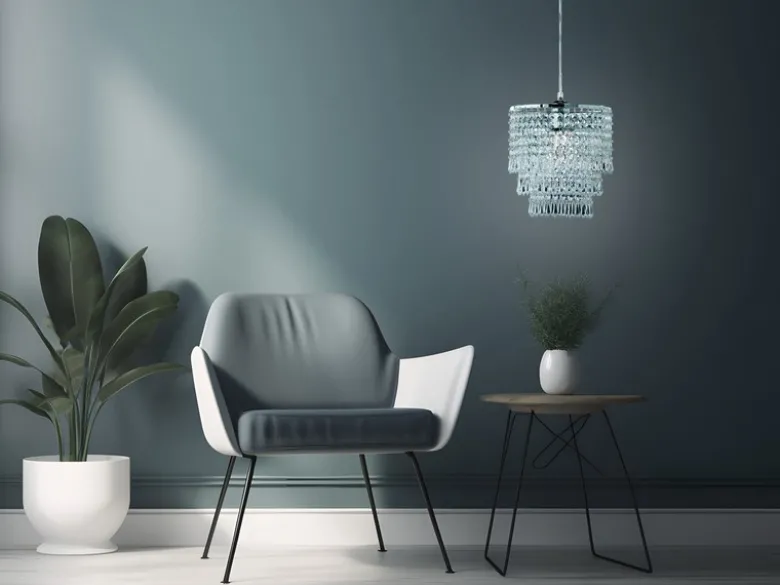 Kleiner LED Kronleuchter Chrom mit Kristall Behang aus Acryl, Ø 25cm