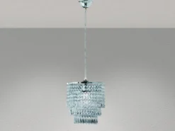 Kleiner LED Kronleuchter Chrom mit Kristall Behang aus Acryl, Ø 25cm