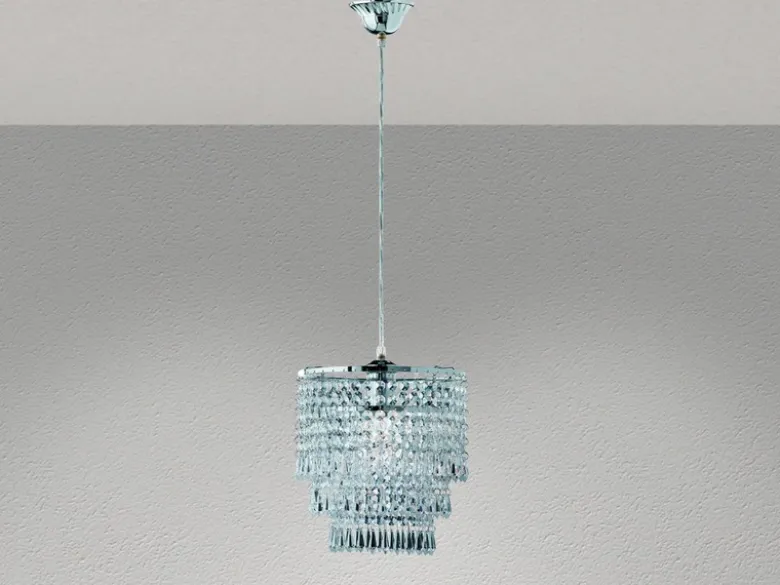 Kleiner LED Kronleuchter Chrom mit Kristall Behang aus Acryl, Ø 25cm