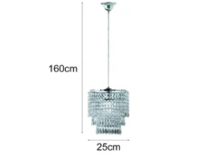 Kleiner LED Kronleuchter Chrom mit Kristall Behang aus Acryl, Ø 25cm