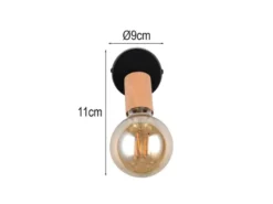 Kleiner LED Wandstrahler aus Metall in Schwarz & Holzoptik, Höhe 11cm