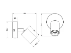 Kleiner LED Wandstrahler aus Metall in Schwarz & Holzoptik, Höhe 11cm