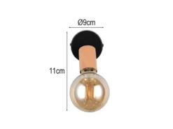 Kleiner Wandstrahler LAMEGO aus Metall in Schwarz & Holzoptik, Höhe 11cm