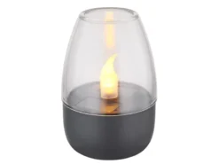Kleines LED Deko Solar Windlicht mit Flammeneffekt, Höhe 9cm