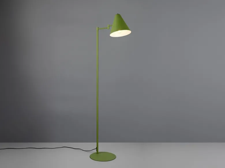 Kleine Stehlampe COSIMA mit Schwenkarm aus Metall Grün, Höhe 126,5cm