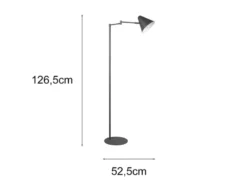 Kleine Stehlampe COSIMA mit Schwenkarm aus Metall Anthrazit, Höhe 126,5cm