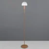 Kleine Stehlampe GLENN Coffee mit Metallfuß und Lampenschirm Glas, Höhe 120cm