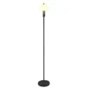 Kleine Stehlampe GLENN Schwarz mit Metallfuß und Lampenschirm Glas, Höhe 120cm