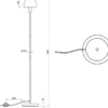 Kleine Stehlampe GLENN Weiß mit Metallfuß und Lampenschirm Glas, Höhe 120cm