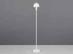 Kleine Stehlampe GLENN Weiß mit Metallfuß und Lampenschirm Glas, Höhe 120cm