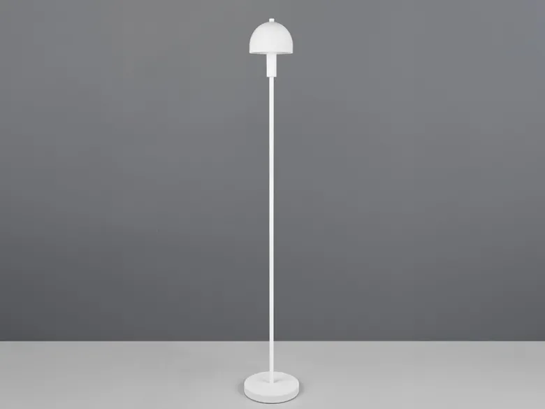 Kleine Stehlampe GLENN Weiß mit Metallfuß und Lampenschirm Glas, Höhe 120cm