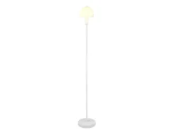 Kleine Stehlampe GLENN Weiß mit Metallfuß und Lampenschirm Glas, Höhe 120cm