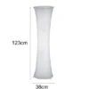 Kleine Stehlampe GRAVIS Lichtsäule rund aus Stoff in Weiß, Höhe 123cm