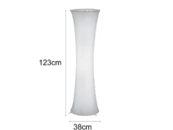 Kleine Stehlampe GRAVIS Lichtsäule rund aus Stoff in Weiß, Höhe 123cm