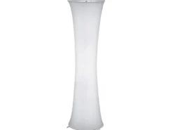 Kleine Stehlampe GRAVIS Lichtsäule rund aus Stoff in Weiß, Höhe 123cm