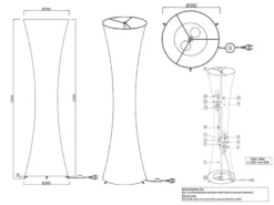 Kleine Stehlampe GRAVIS Lichtsäule rund aus Stoff in Weiß, Höhe 123cm