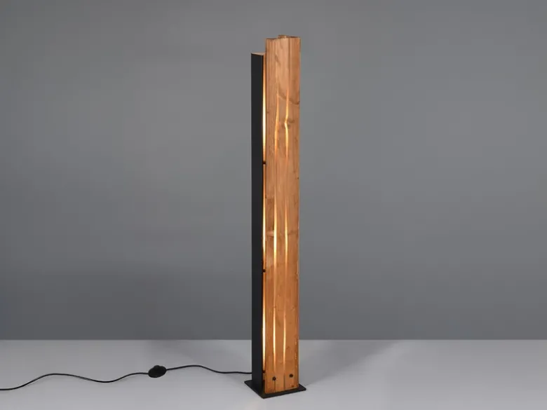 Kleine Stehlampe KARUNI mit Naturholz, Höhe 120cm