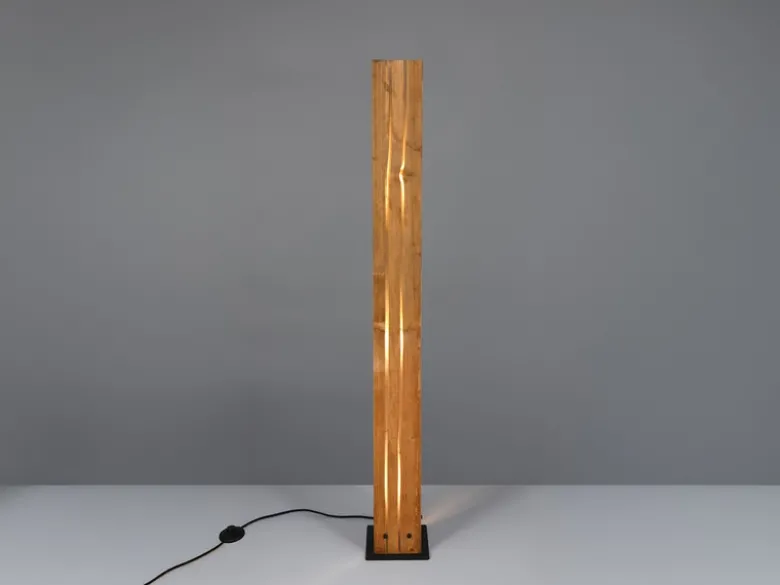 Kleine Stehlampe KARUNI mit Naturholz, Höhe 120cm
